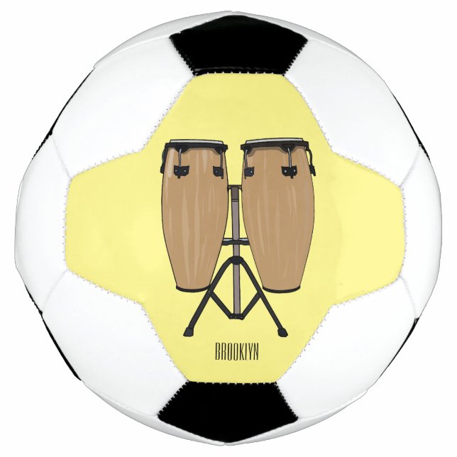 Bola De Futebol Ilustração de desenho animado do tambor de bongo (Frente)