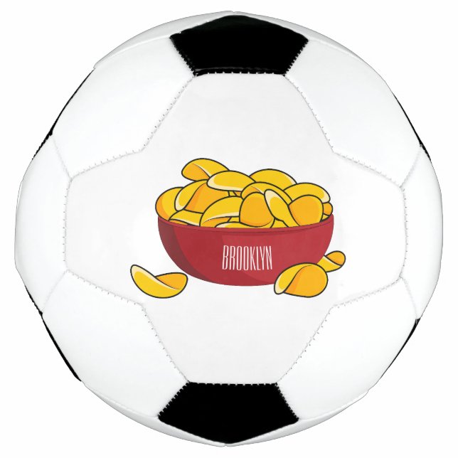 Bola De Futebol Ilustração de desenho animado em chip de batata (Frente)