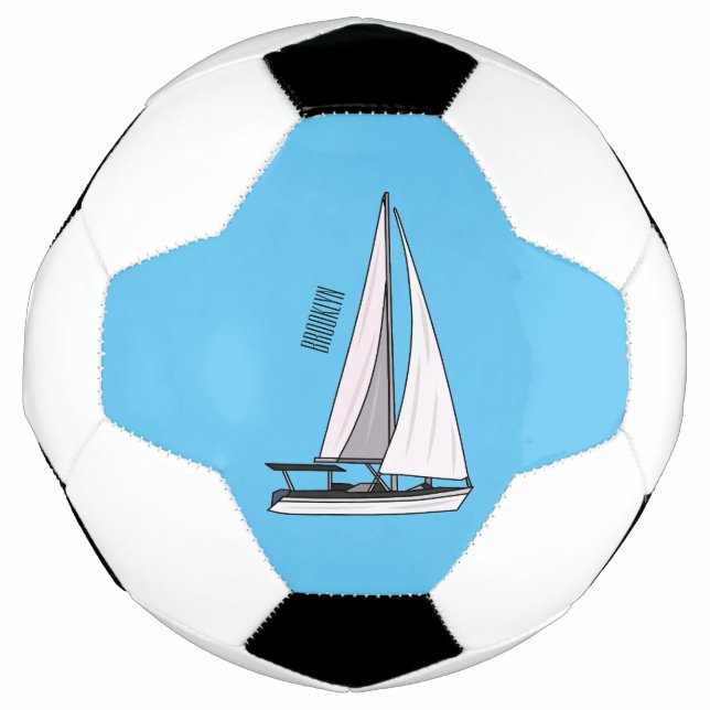 Bola De Futebol Ilustração de desenho animado em veleiro (Frente)