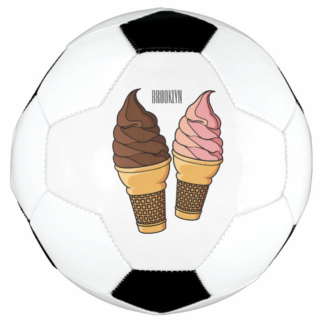 Bola De Futebol ilustração de desenho de cone de sorvete (Frente)