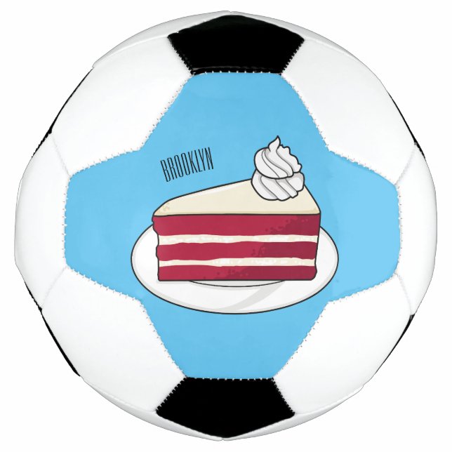 Bola De Futebol Ilustração de desenho do bolo de veludo vermelho (Frente)