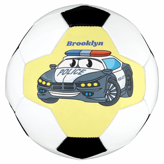 Bola De Futebol Imagem de desenho animado de carro da polícia feli (Frente)