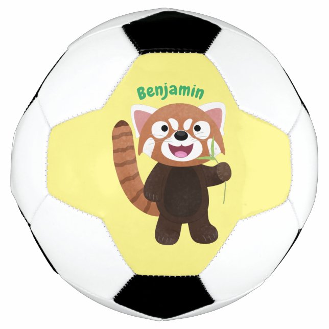 Bola De Futebol Imagem de desenho animado do panda vermelho-bonito (Frente)