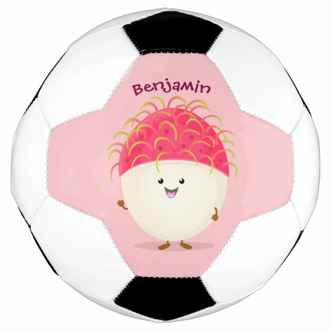 Bola De Futebol Imagem de desenho animado rosa-claro (Frente)