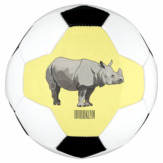 Bola De Futebol Imagem do desenho animado de Javan rhinoceros (Frente)