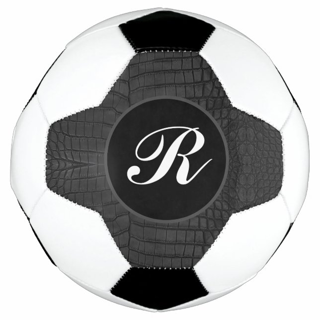 Bola De Futebol Impressão de couro preto monograma (Frente)
