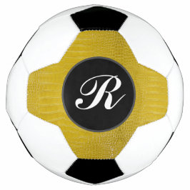 Bola De Futebol Impressão de Textura do Alligador Amarelo Monogram