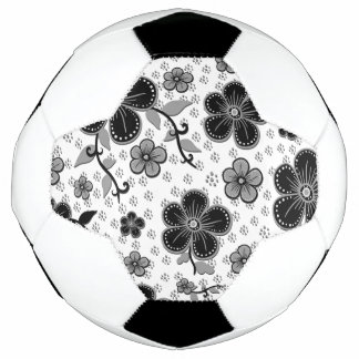 Bola De Futebol Impressão Floral Preta e Branca