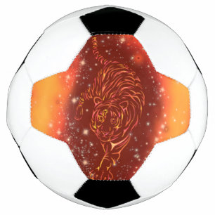 Bola De Futebol Incrível Tigre Correndo Na Noite Estrelada Da Gal