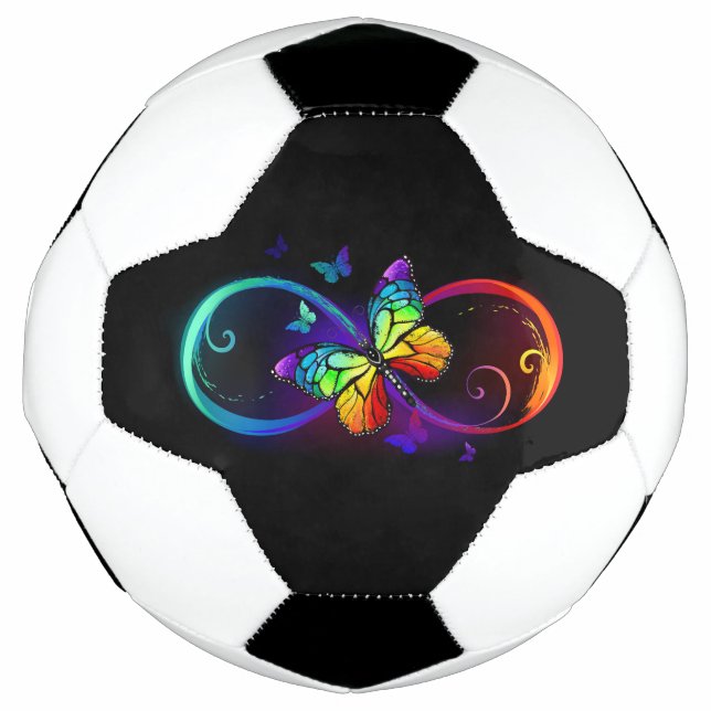 Bola De Futebol Infinidade vibrante com borboleta arco-íris a pret (Frente)