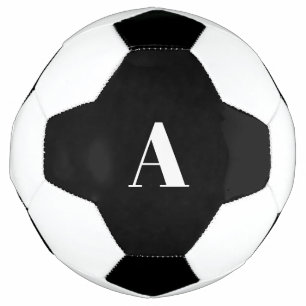 Bola De Futebol Iniciais do Monograma Nome Personalizado Preto Bra