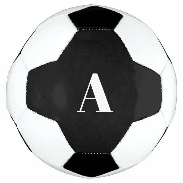 Bola De Futebol Iniciais do Monograma Nome Personalizado Preto Bra (Frente)