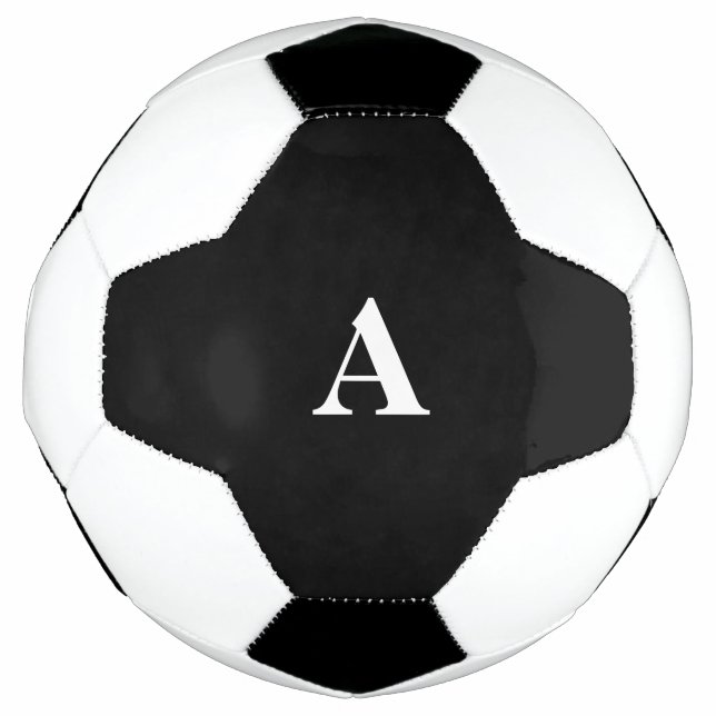 Bola De Futebol Iniciais Monogramas Nome personalizado Black White (Frente)