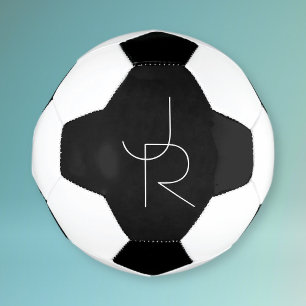 Bola De Futebol Iniciais Sobrepostas Modernas 2 Branco no Preto