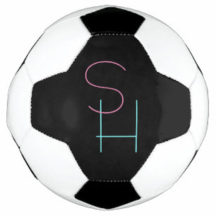 Bola De Futebol Iniciais Sobrepostos Modernos   Turquesa rosa Pret