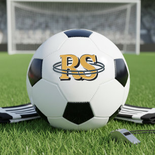 Bola De Futebol Inicials Monograma Órbita Preta Qualquer Cor ID133