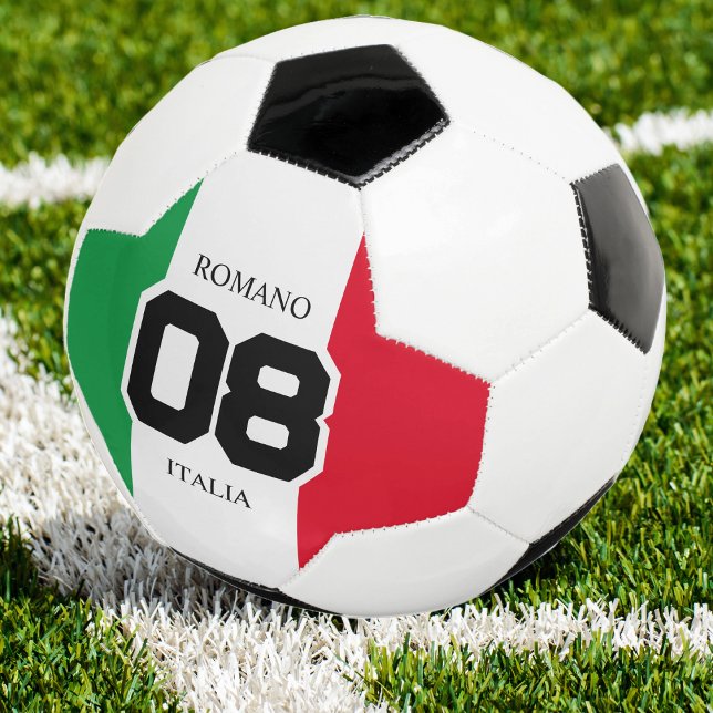 Bola De Futebol Itália - Equipe de Sinalizador Italiano - Sobrenom (italy italian flag team number and last name soccer ball)