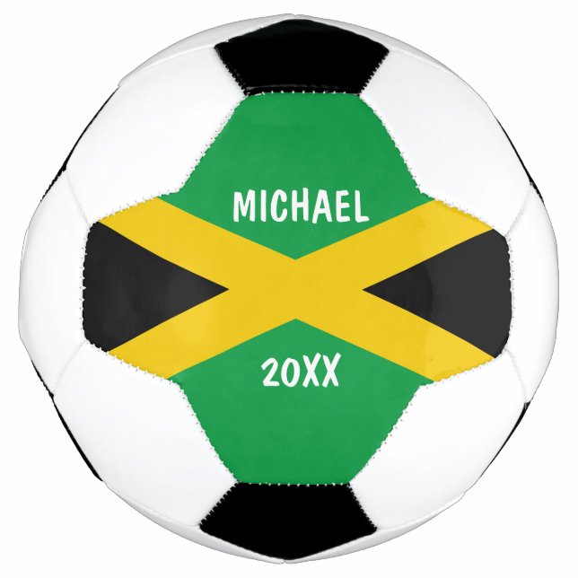 Bola De Futebol Jamaica Green Black & Dourado Jamaican Flag (Frente)