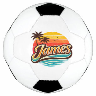 Bola De Futebol James Retro Sunset Tropical Nome Design