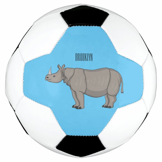Bola De Futebol Javan rhinoceros cartoon illustration (Frente)
