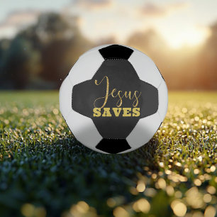 Bola De Futebol Jesus Salva Brilho Dourado Amarelo