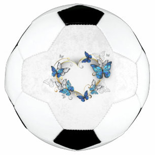 Bola De Futebol Jewelry Heart with Butterflies Morpho