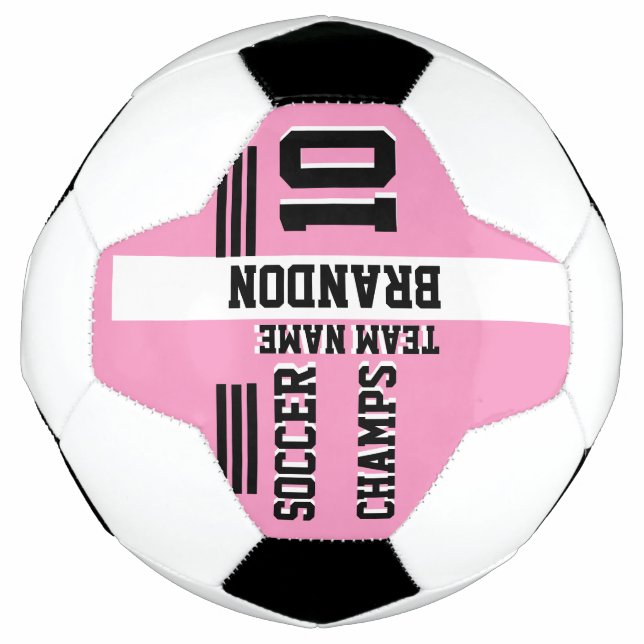 Bola De Futebol jogador de futebol branco-rosa personalizado (Frente)