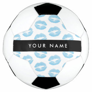 Bola De Futebol Lábios Azuis, Beijo, Batom, Seu Nome, Personalizar