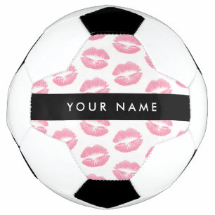 Bola De Futebol Lábios Rosa, Beijo, Batom, Seu Nome, Personalizar