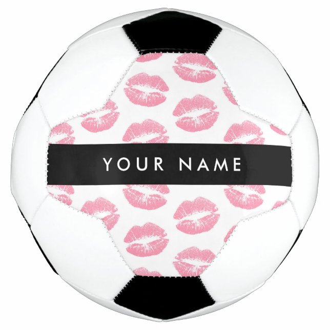 Bola De Futebol Lábios Rosa, Beijo, Batom, Seu Nome, Personalizar (Frente)