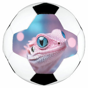 Bola De Futebol Lagarto Rosa Bonito com Olhos Azuis Grandes