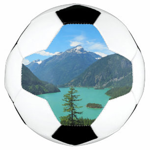 Bola De Futebol Lago Turquesa de Montanha Snowy em Washington