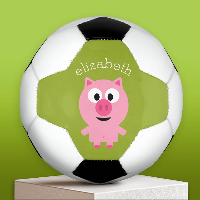 Bola De Futebol Leitão Fazenda - Cor-de-rosa e Verde limão (Custom Soccer Ball with a Cartoon Pig)