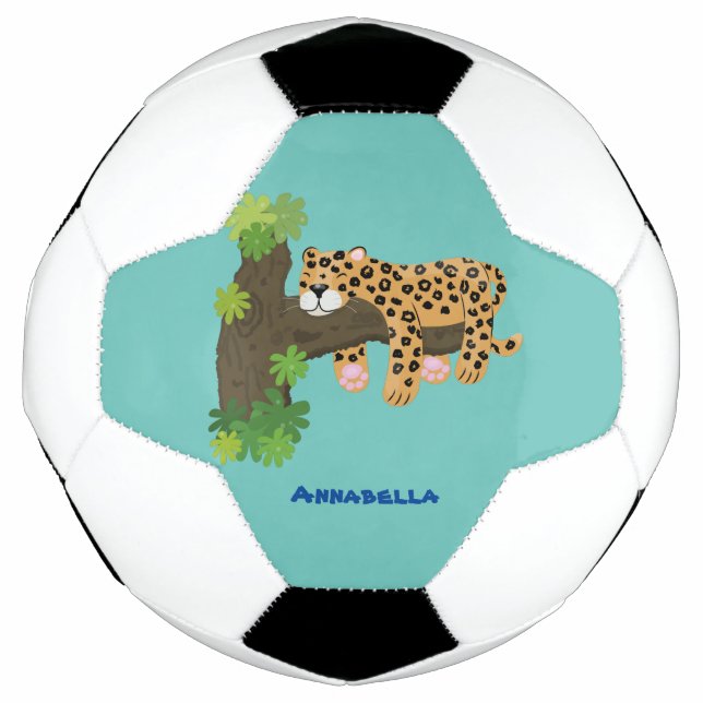 Bola De Futebol Leopardo bonito dormindo em desenho animado de árv (Frente)