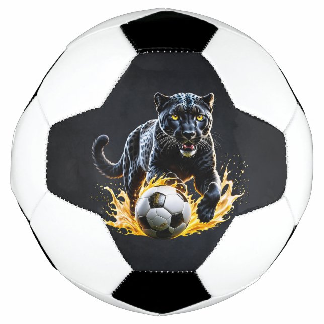 Bola De Futebol Leopardo negro brincando com um futebol. (Frente)