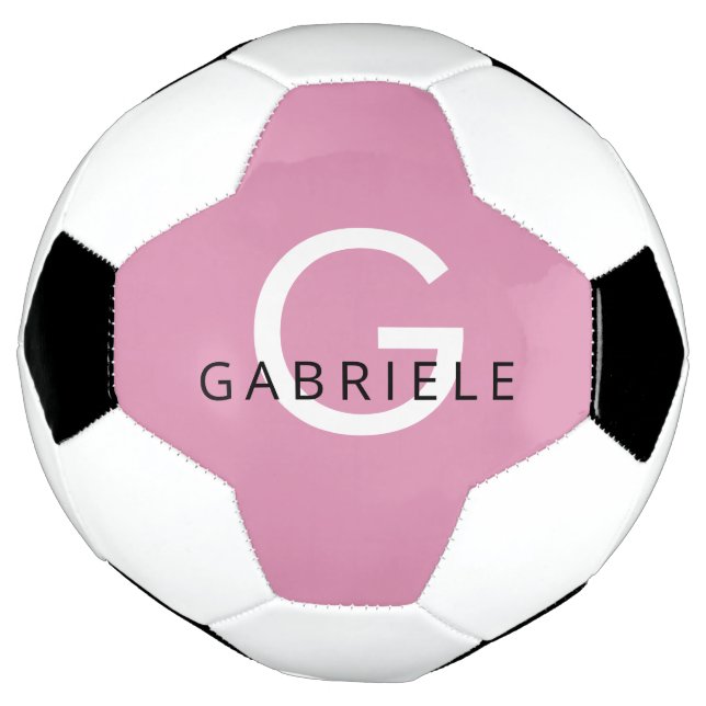 Bola De Futebol Letra Monograma e Nome Personalizado Girassol Rosa (Invertido)