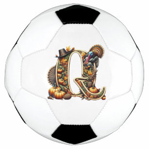 Bola De Futebol Letra Q Ação de Graças estilo peru 