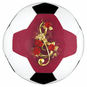 Bola De Futebol Limpeza de ouro com Flores Rosa