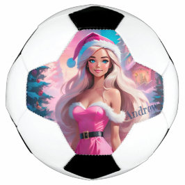 Bola De Futebol Linda garota de Natal rosa 01