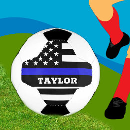 Bola De Futebol Linha Azul fina e bandeira personalizada de futebo