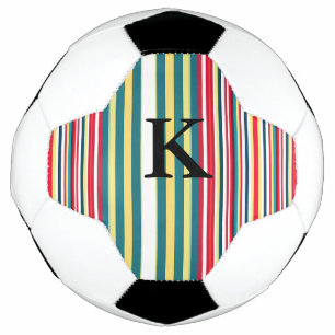 Bola De Futebol Listras retrô coloridas adicionam letra inicial mo