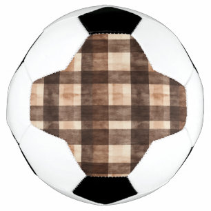 Bola De Futebol Listras Xadrez Creme Marrom