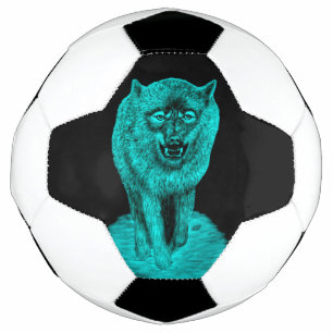 Bola De Futebol Lobo Negro Zangado na Noite