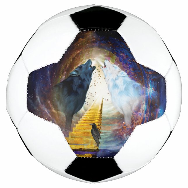 Bola De Futebol Lobo preto e branco incrível (Frente)