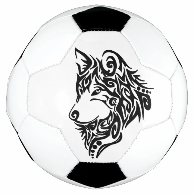 Bola De Futebol Lobo Tribal Negro (Frente)