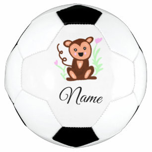 Bola De Futebol macaco animal aquarela marrom adicionar nome texto