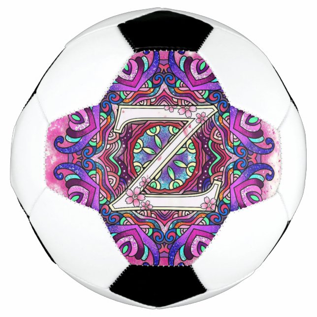 Bola De Futebol Mandala de Alfabeto Z (Frente)
