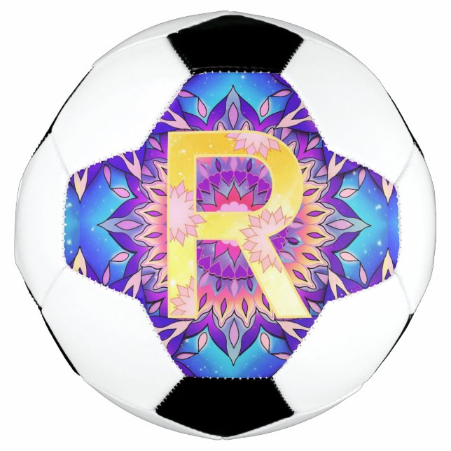 Bola De Futebol mandala de letra R (Frente)
