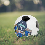 Bola De Futebol Manutenção Personalizada de Foto e Número do Playe<br><div class="desc">Crie um presente personalizado incrível para o seu jogador de futebol favorito com esta bola personalizada de futebol com três fotos e o nome,  número,  equipe ou liga do jogador e o ano. Um presente de excelente para aniversários,  Natal ou o fim da temporada!</div>