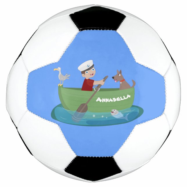 Bola De Futebol Marinheiro e cartoon de barco a remos de cãozinho (Frente)
